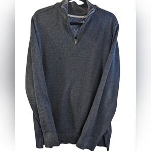 Robert Graham Charcoal  1/4 Zip-Up Sweater Great Heathered Knit Size XL